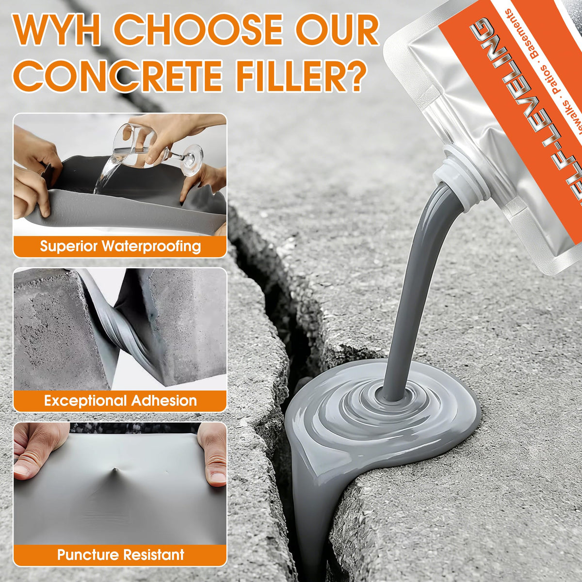 Self Leveling Concrete Crack Filler 6 Pack (105 OZ(Pack of 6))