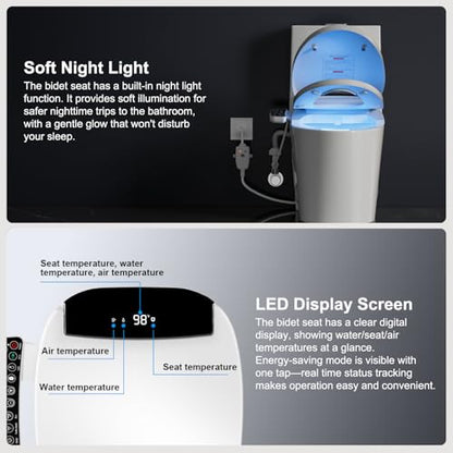 Electric Heated Bidet Toilet Seat with Warm Water Wash