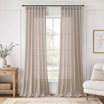Oatmeal Linen Curtains 102 Inches Long 2 Panels for Living Room (Oatmeal / 50"W x 102"L (Pack of 2))
