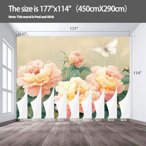 Poetic and Dreamlike Peony Flower Illustration Style self (SDY-28 / 177" x 114")