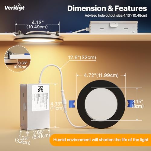 2 Pack 4 Inch LED Recessed Ceiling Light with Night Light