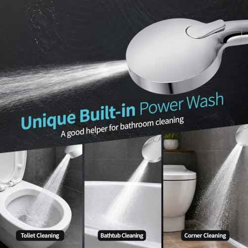 High Pressure Filtered Handheld Shower Head 9 Spray（1 filter） (2.5 Gallon Per Minute+1 Filter / Chrome Silver)