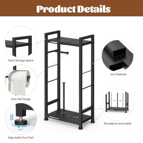 Toilet Paper Holder Stand with Shelf