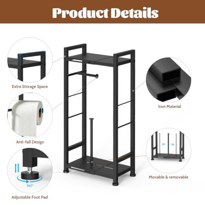 Toilet Paper Holder Stand with Shelf