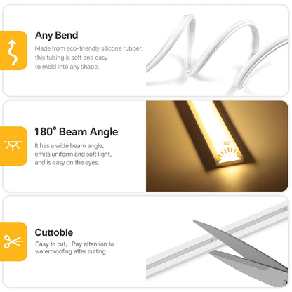 Neon LED Strip Lights Outdoor Waterproof AC 110V Silicone (Warm White)