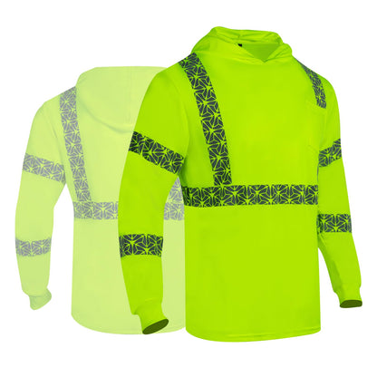 2PCS High Visibility Reflective Safety Shirts with Hood (X-Large / Yellow)