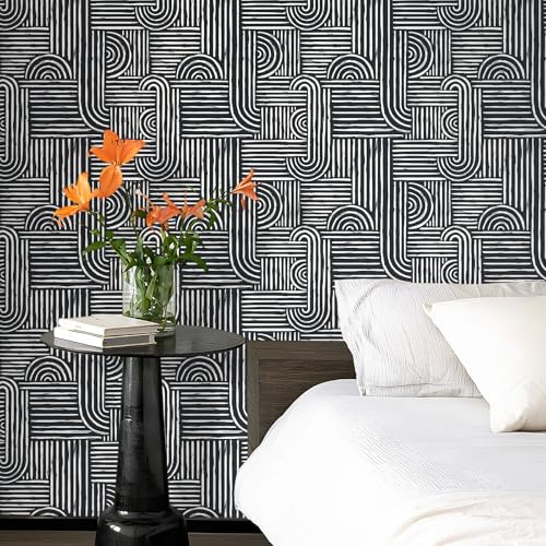 Geometric Peel and Stick Wallpaper Modern Mid Century Geometric Abstract Wall Paper