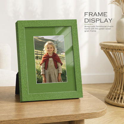 8x10 Green Wood Grain Picture Frame (Green Frame Green Mat / 8x10)