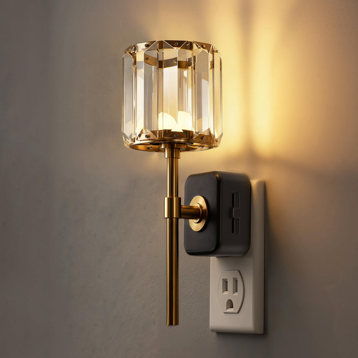 Night Lights Plug into Wall (Crystal Cylinder-3000K / 1 Pack)