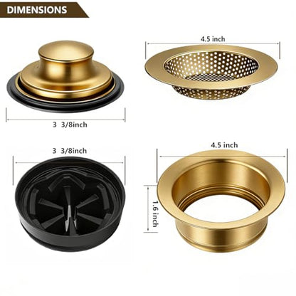 5-in-1 Garbage Disposal Flange Set – Complete Kit with Sink Strainer, Splash Guard, Stopper & Rubber Gasket – Fits 3-1/2 Inch Sink Drain – Multiple Colors