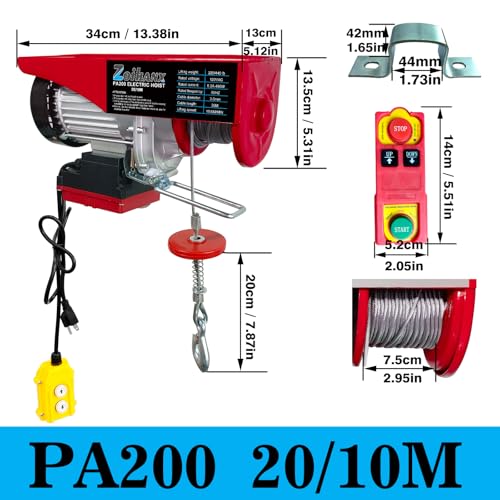 3-in-1 Electric Portable Hoist Winch,1500W Portable Power Winch Crane with Wire and Wireless Remote Control, 328FT Wireless Remote Control Range,for Garage, Factory, Warehouse, Balcony