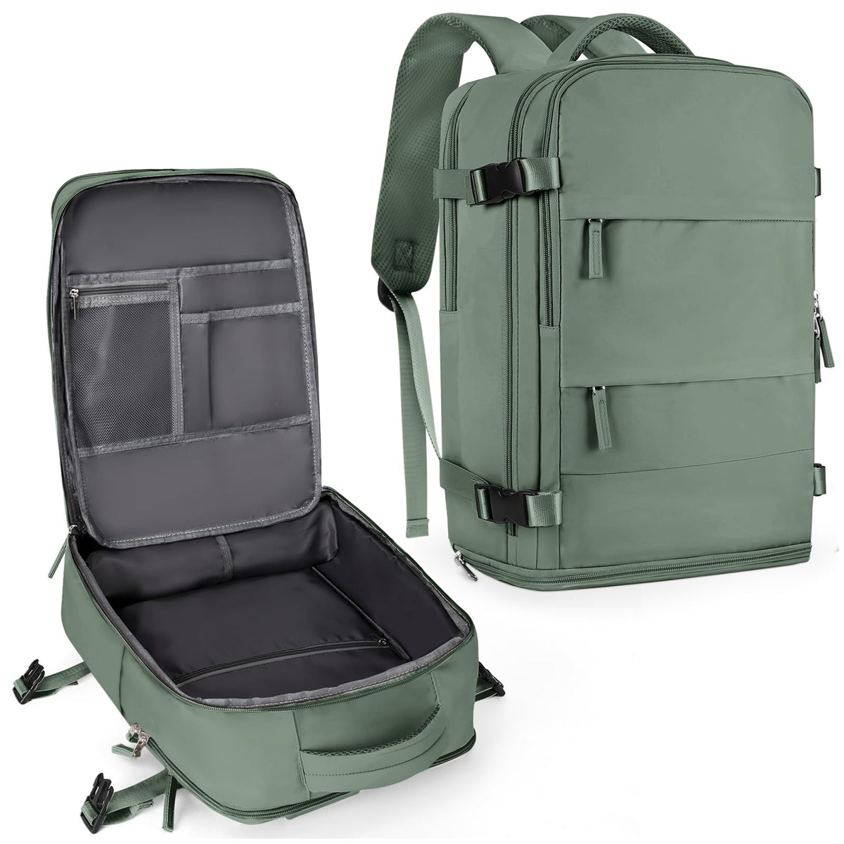 Travel Backpack For Women Men (Olive Green / 25 liters)