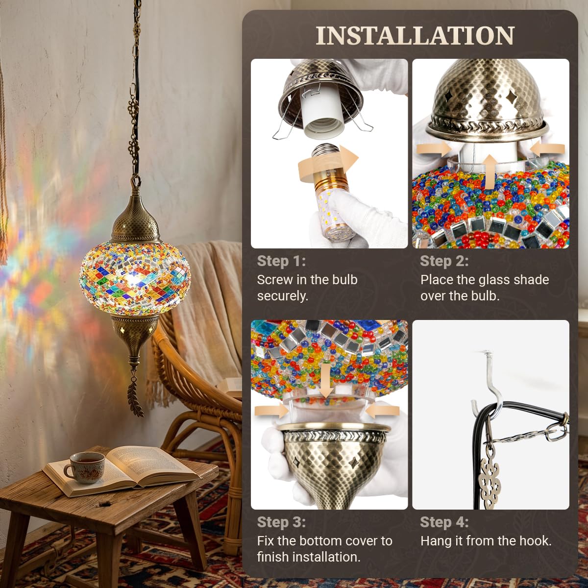 Turkish Moroccan Mosaic Pendant Light (Multicolor1)