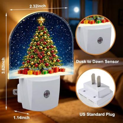 Night Light Christmas Night Lights Plug into Wall with Dusk to Dawn Smart Sensor for Bedroom Bathroom Hallway Kitchen (Christmas 01)