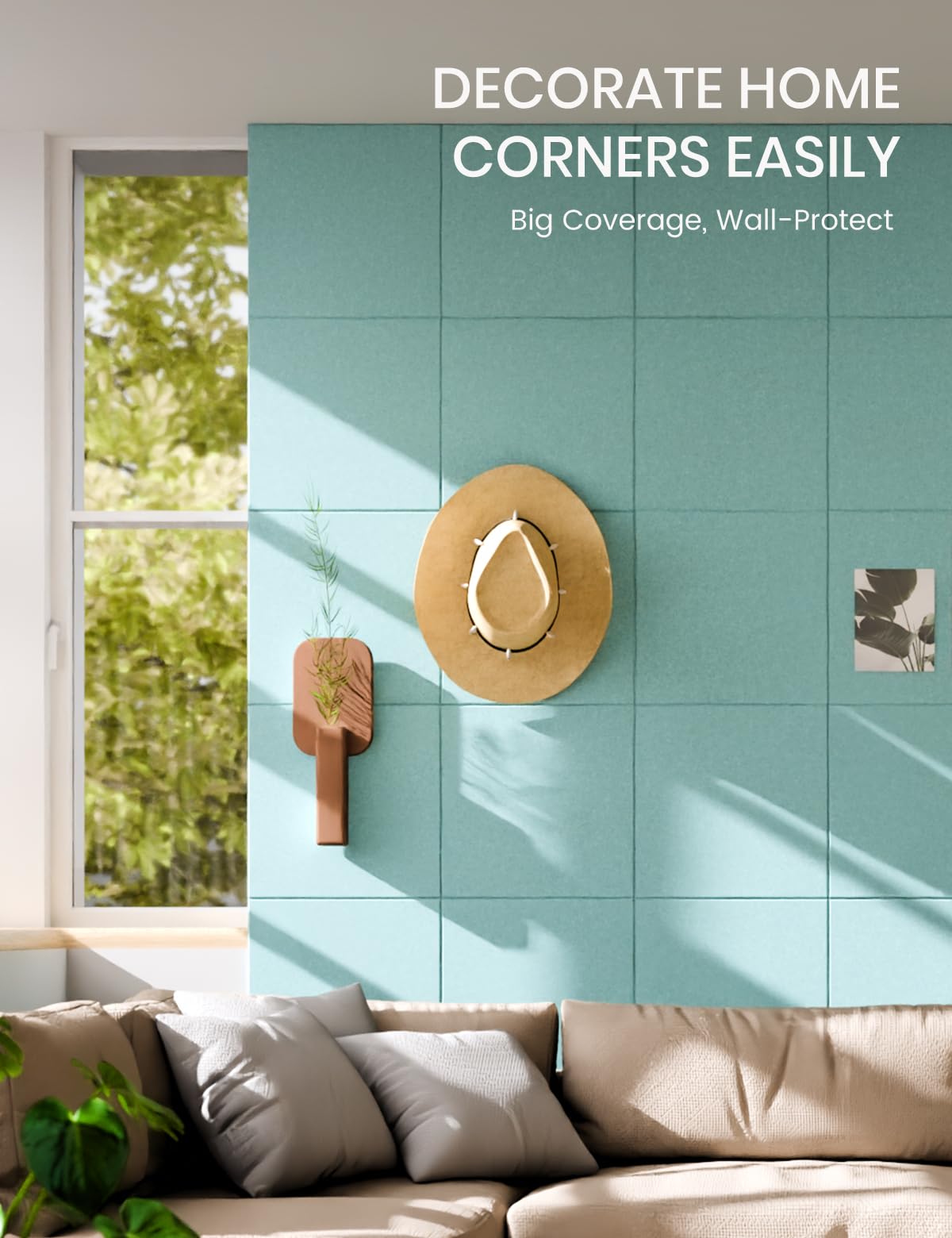 Felt Bulletin Board & Cork Board Alternative 48'' x 36'' (Teal Blue-1 / Solid tile 6-pack)
