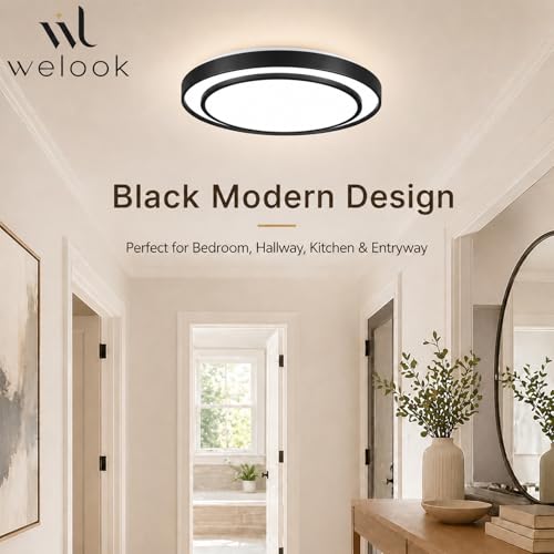 20 Inch LED Flush Mount Ceiling Light 2 Pack (Black / 20Inch-2pack)