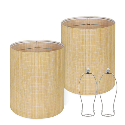 Bamboo Lamp Shades 2 Pack (Natural Bamboo - Large Tall Drum)