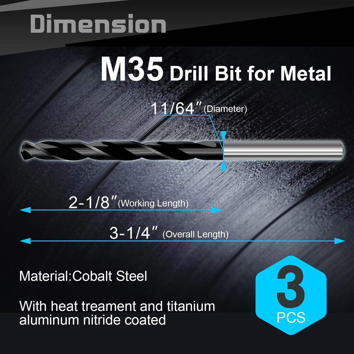 11 64 Inch Cobalt Drill Bit Set (11/64 Inch)