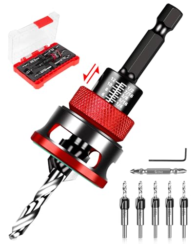 9PCS Countersink Drill Bit Set with Adjustable Depth Stopper