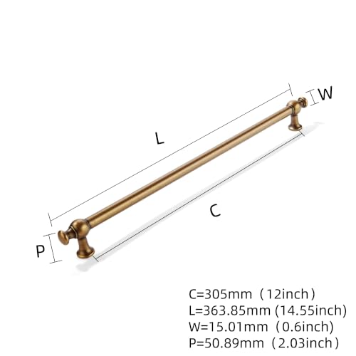 1-Pack 12-Inch(305mm) Antique Brass Cabinet Pulls (Antique Brass / Appliance Pull 12"(305mm) Hole Center)
