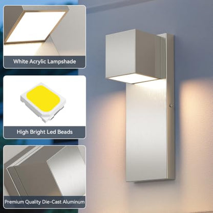 2 Pack Modern Outdoor LED Wall Light