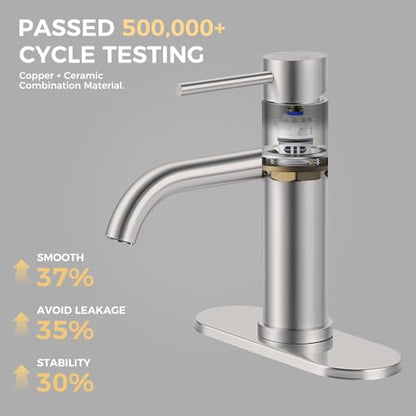 Bathroom Sink 1 Hole Single Handle Lever Faucets Stainless Steel