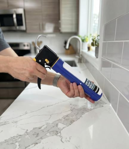 9" Dripless Caulking Gun with Swivel Body Smooth Rod Spout Cutter and Unblock Pin Manual Caulk Gun for 10 oz Cartridge Plastic Sealant Gun for Silicone Sealant Caulk Adhesive