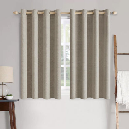 100% Blackout Linen Curtains for Bedroom 52x45 Inches Pebble Taupe (Pebble Taupe / 52"W x 45"L (Pack of 2))