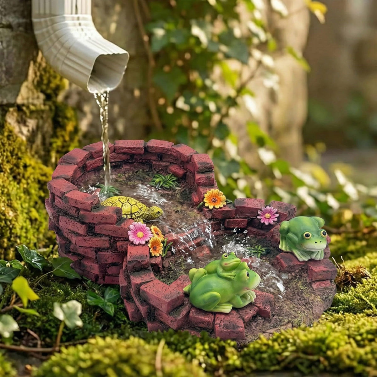 Turtles Gutter Downspout Splash Block Guards Diverter Rain Down Spout Drain Extension Covers Decorative Garden Statues Outdoor Decor for Yard Lawn Patio Frog (Red)