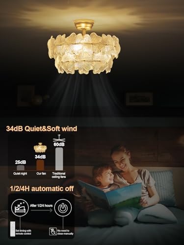 Gold Crystal Fandelier Ceiling Fan with Light (Flower Fandelier Ceiling Fan)