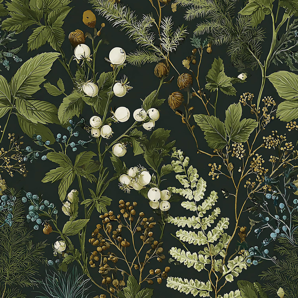 Dark Floral Peel and Stick Wallpaper for Bathroom 16.9inx118.1in (Dark / 16.9inch x 118.1inch)