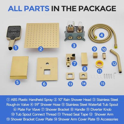 Wall Mount 3 Function Tub Shower Faucet Set