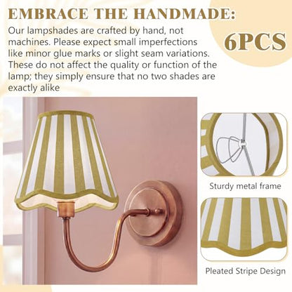 Set of 6 Striped Chandelier Lamp Shades