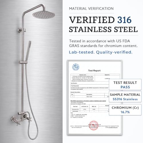 316 Marine Grade Stainless Steel Outdoor Shower Kit