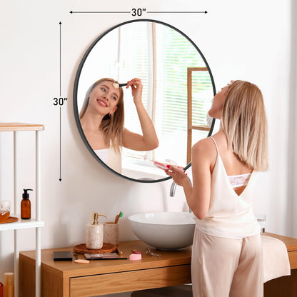 30 Inch Round Wall Mirror (Black / 30"L x 30"W / Round)