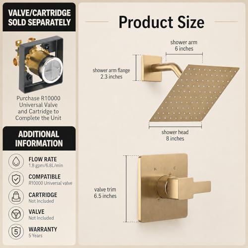 Compatible with Delta R10000 Valve Shower Trim Kit