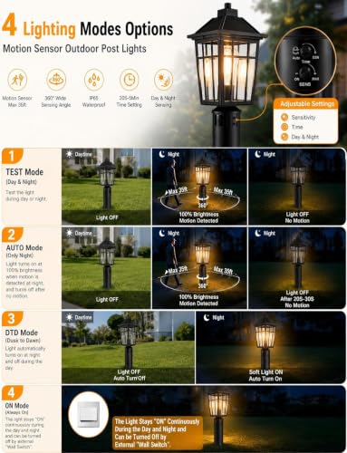 Motion Sensor Outdoor Post Light