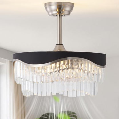 20" Gold Crystal Fandelier Ceiling Fan with Light
