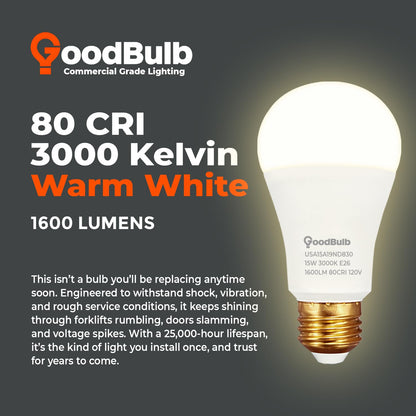 Made in USA A19 LED Light Bulbs (Warm White)