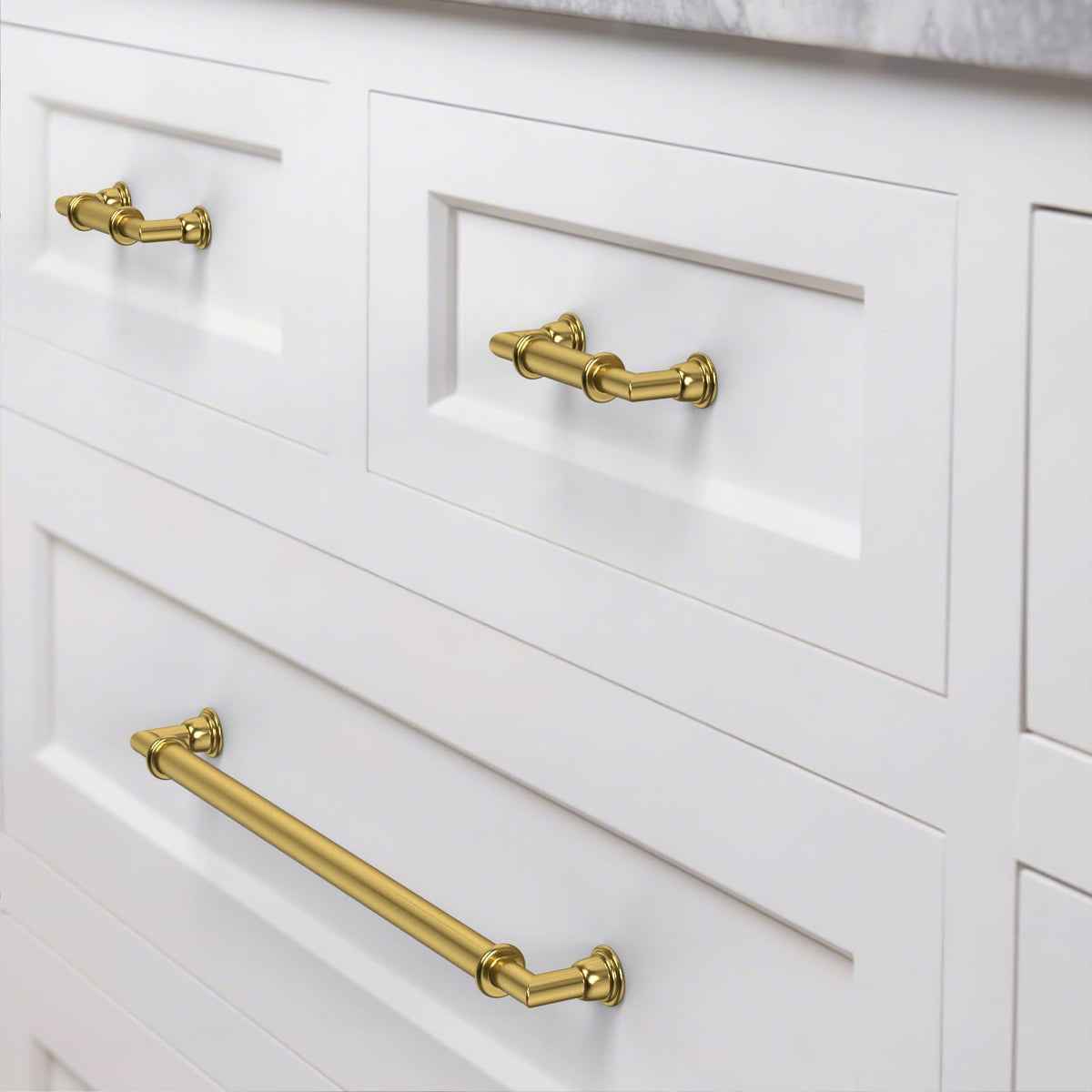5 Pack Vibrant Brushed Moderne Brass Cabinet Pulls 10 Inch (10" Hole Center / Vibrant Brushed Moderne Brass)