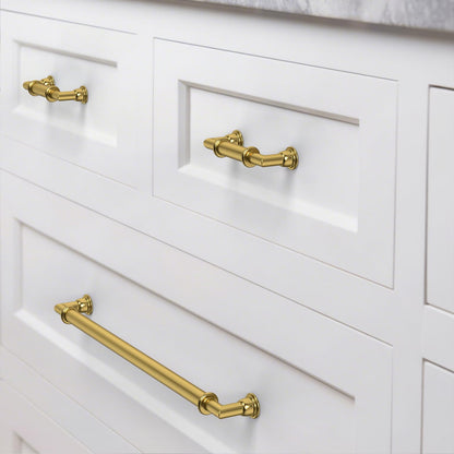 5 Pack Vibrant Brushed Moderne Brass Cabinet Pulls 10 Inch (10" Hole Center / Vibrant Brushed Moderne Brass)