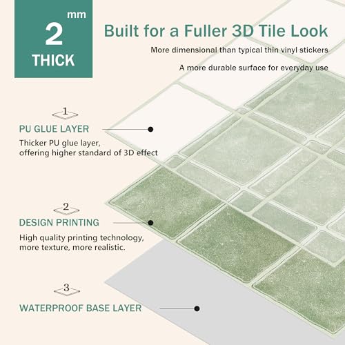 10 Sheet Zellige Look Peel and Stick Kitchen Backsplash