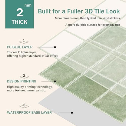 10 Sheet Zellige Look Peel and Stick Kitchen Backsplash