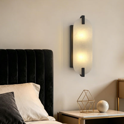 Modern Alabaster Wall Sconces (Black-15.7in-1 Pack)