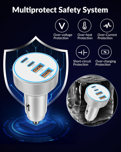for iPhone 18 17 16 Car Charger Fast Charging (White)