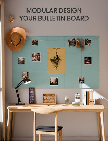 Felt Bulletin Board & Cork Board Alternative 48'' x 36'' (Teal Blue-1 / Solid tile 6-pack)