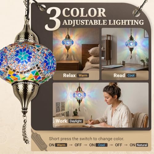 Turkish Moroccan Mosaic Pendant Light (Blue1)