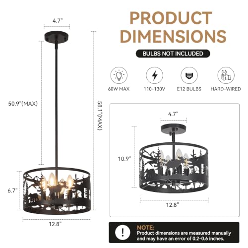 Rustic Deer Bear Cabin Chandelier