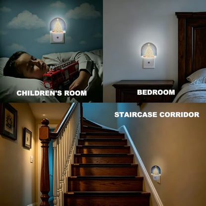 Night Light Christmas Night Lights Plug into Wall with Dusk to Dawn Smart Sensor for Bedroom Bathroom Hallway Kitchen (Christmas 01)