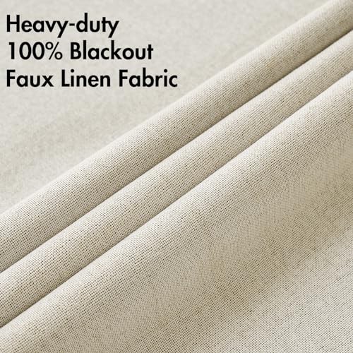 100% Blackout Linen Curtains for Bedroom 42x90 Inches Butter Cream (Butter Cream / 42"W x 90"L (Pack of 2))